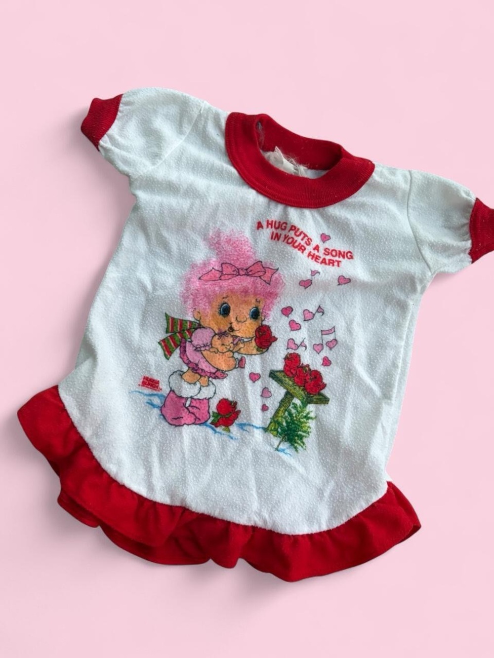Vintage White & Red Girls' Ruffle Hem Shirt - Cute Character Print